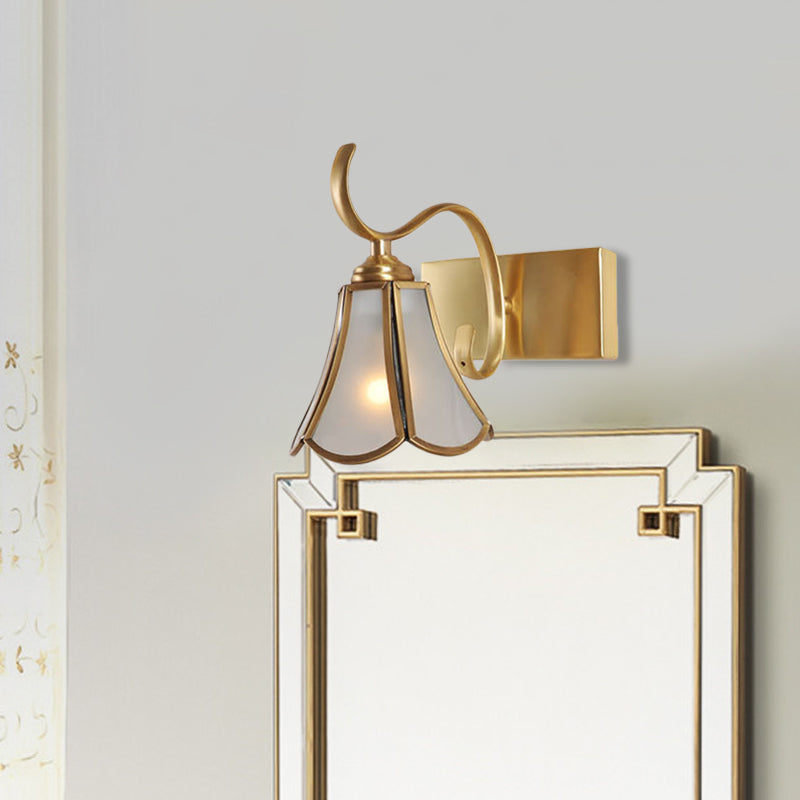 Skørter | Milk Glass Gold Vanity Lighting Flower 1/2/3-Light Colonial Wall Sconce with Swinging Arm