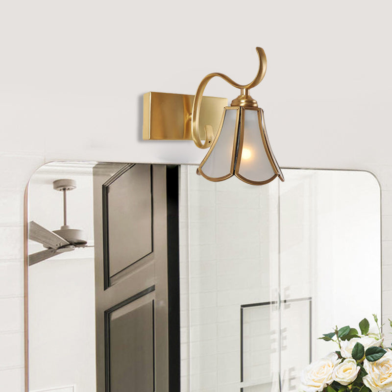 Skørter | Milk Glass Gold Vanity Lighting Flower 1/2/3-Light Colonial Wall Sconce with Swinging Arm