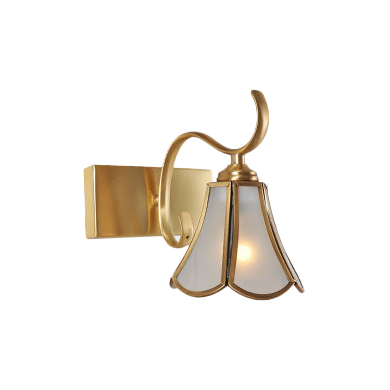 Skørter | Milk Glass Gold Vanity Lighting Flower 1/2/3-Light Colonial Wall Sconce with Swinging Arm