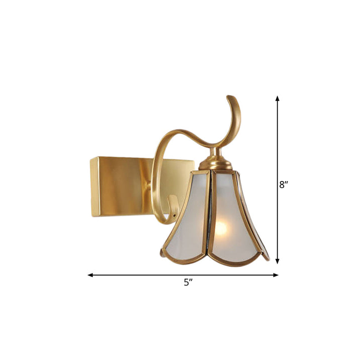 Skørter | Milk Glass Gold Vanity Lighting Flower 1/2/3-Light Colonial Wall Sconce with Swinging Arm