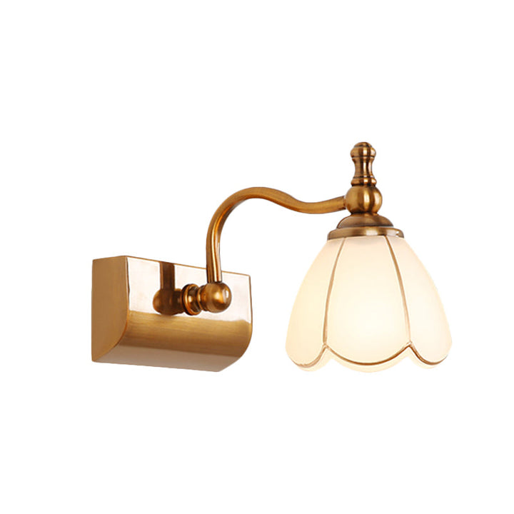 Skørter | Flowers Ivory Glass Makeup Lights Colonial Style 1/2/3-Bulbs Bathroom Wall-Mounted Lighting in Gold