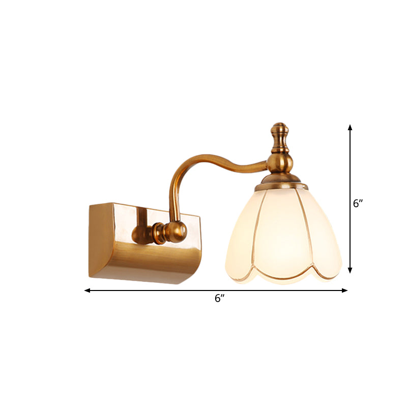 Skørter | Flowers Ivory Glass Makeup Lights Colonial Style 1/2/3-Bulbs Bathroom Wall-Mounted Lighting in Gold