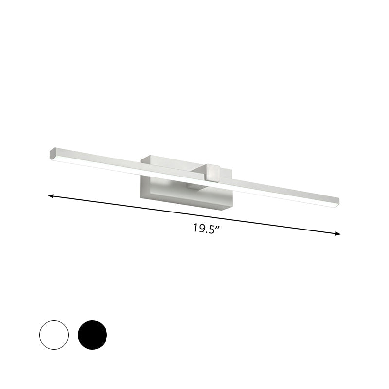 Lisslune | Iron rod makeup mirror light simplicity black/white LED wall lamp for bathroom, 16/19.5/23.5 inches long
