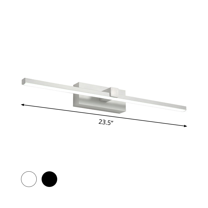 Lisslune | Iron rod makeup mirror light simplicity black/white LED wall lamp for bathroom, 16/19.5/23.5 inches long
