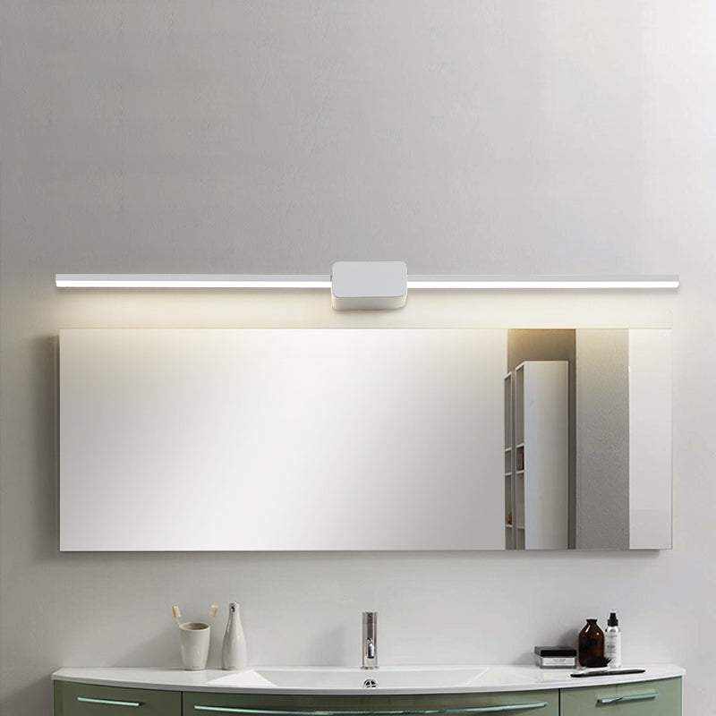 Lisslune | White Rectangular Wall Sconce Light Simple Iron 16/23.5/31.5 Inch Long LED Cosmetic Lamp in Warm/White Light