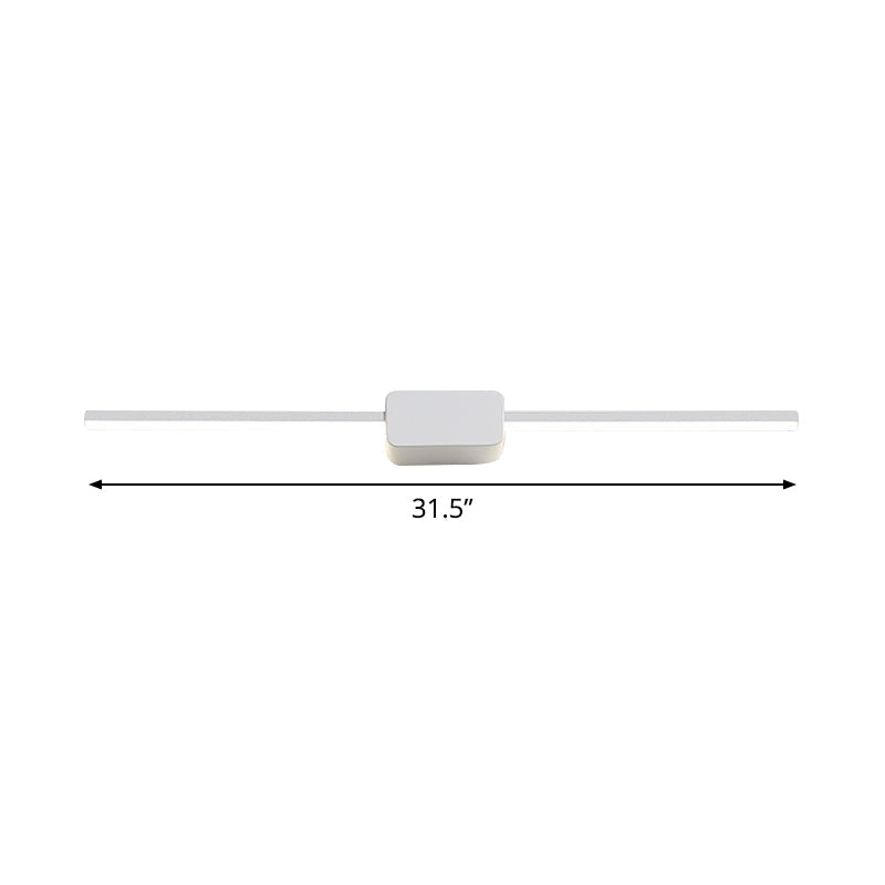 Lisslune | White Rectangular Wall Sconce Light Simple Iron 16/23.5/31.5 Inch Long LED Cosmetic Lamp in Warm/White Light