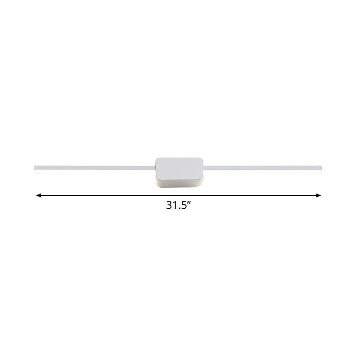 Lisslune | White Rectangular Wall Sconce Light Simple Iron 16/23.5/31.5 Inch Long LED Cosmetic Lamp in Warm/White Light