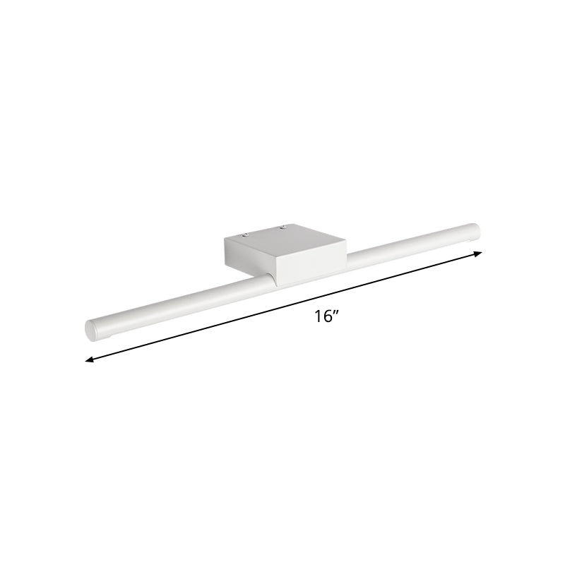 Lisslune | Pole Vanity Lighting Simplicity Metal White LED Wall Mounted Light in Warm/ White Light, 16"/19.5"/23.5" Length