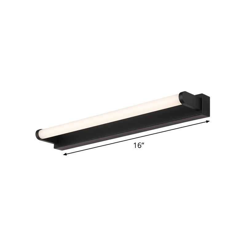 Lisslune | 16"/20"/24" L Bathroom LED Wall Lamp Minimalism Black Wall Light with Tubular Acrylic Shade