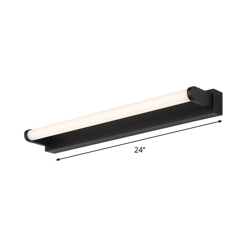 Lisslune | 16"/20"/24" L Bathroom LED Wall Lamp Minimalism Black Wall Light with Tubular Acrylic Shade