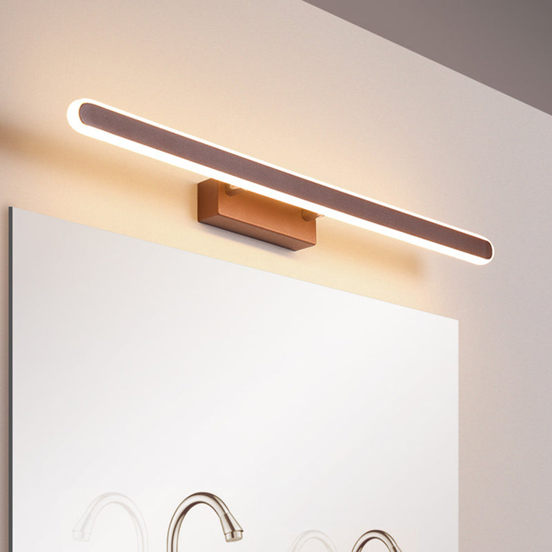 Lisslune | Simple extended oval iron wall lamp 16"/23.5"/31.5" long LED wall lighting in brown for the bathroom, warm/white light