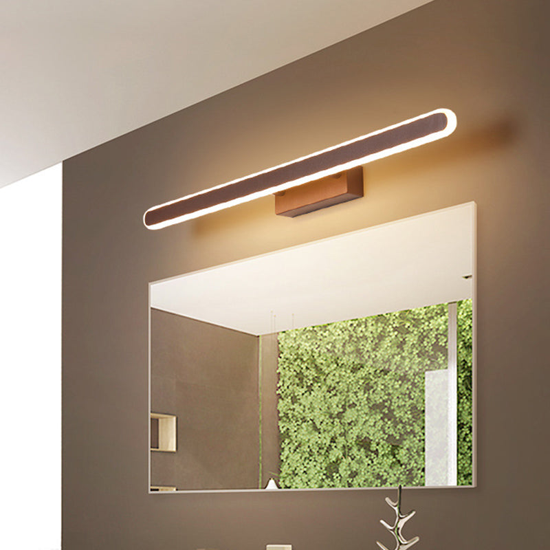 Lisslune | Simple extended oval iron wall lamp 16"/23.5"/31.5" long LED wall lighting in brown for the bathroom, warm/white light