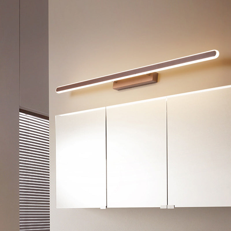 Lisslune | Simple extended oval iron wall lamp 16"/23.5"/31.5" long LED wall lighting in brown for the bathroom, warm/white light
