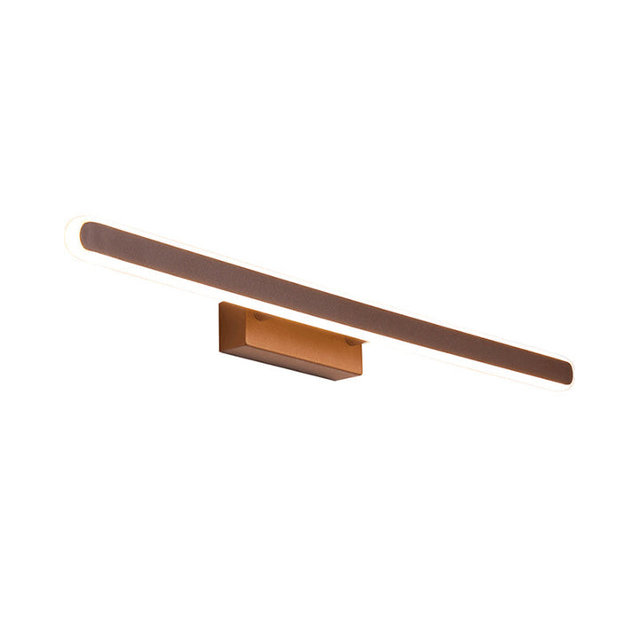 Lisslune | Simple extended oval iron wall lamp 16"/23.5"/31.5" long LED wall lighting in brown for the bathroom, warm/white light