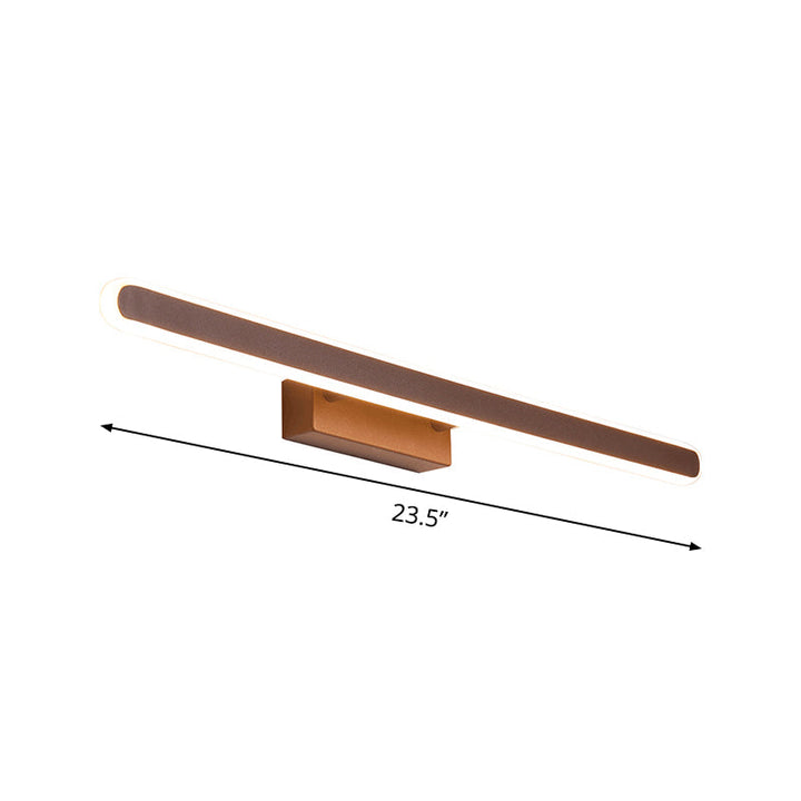 Lisslune | Simple extended oval iron wall lamp 16"/23.5"/31.5" long LED wall lighting in brown for the bathroom, warm/white light