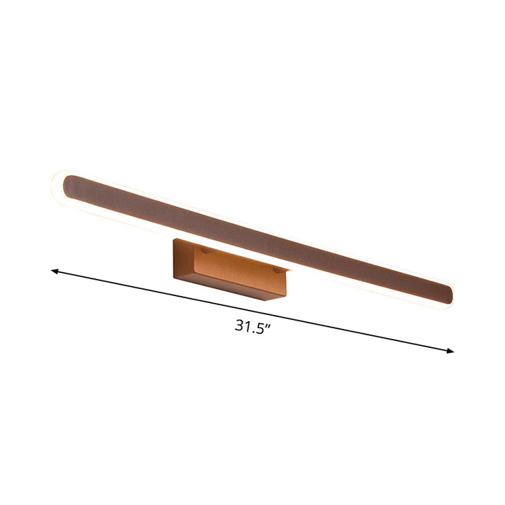 Lisslune | Simple extended oval iron wall lamp 16"/23.5"/31.5" long LED wall lighting in brown for the bathroom, warm/white light