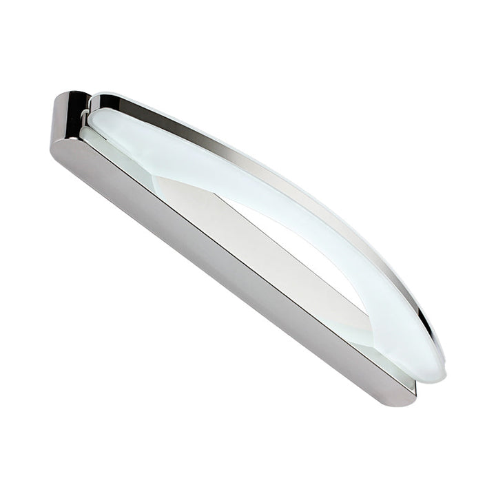 Lisslune | Chrome Arc Mirror Light Modernist Stainless Steel 21"/27.5" L LED Wall Light in Warm/White Light with Acrylic Diffuser