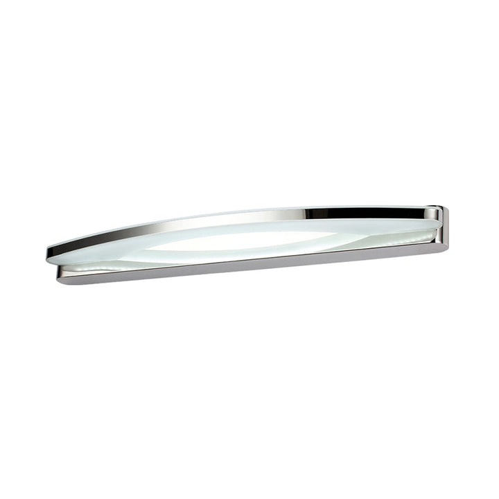Lisslune | Chrome Arc Mirror Light Modernist Stainless Steel 21"/27.5" L LED Wall Light in Warm/White Light with Acrylic Diffuser