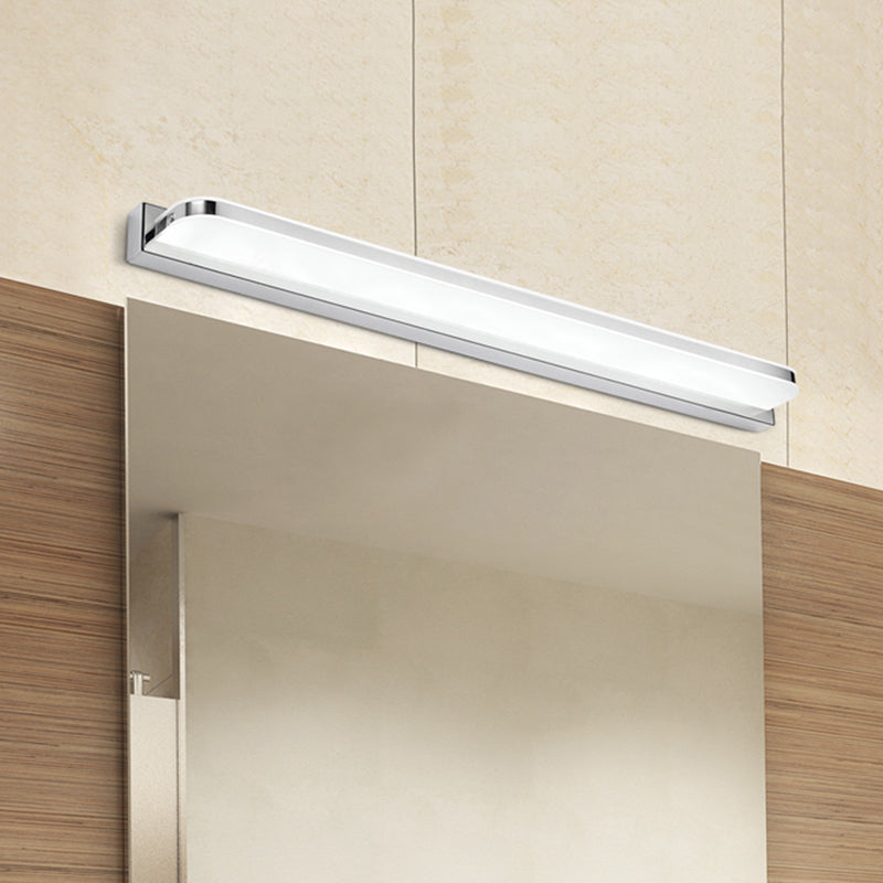 Lisslune | Rectangular Wall Wash Basin Light Simple Stainless Steel-Chrome 16.5"/20.5"/24.5" L LED Wall Light with Rounded Corner, Warm/White Light
