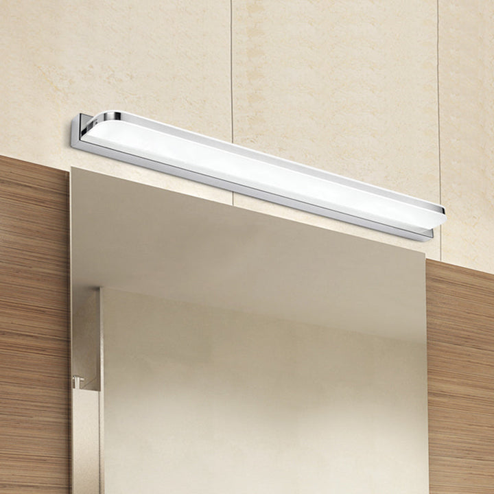 Lisslune | Rectangular Wall Wash Basin Light Simple Stainless Steel-Chrome 16.5"/20.5"/24.5" L LED Wall Light with Rounded Corner, Warm/White Light
