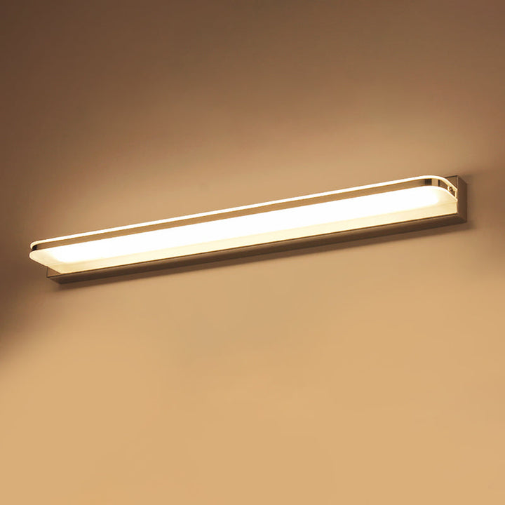 Lisslune | Rectangular Wall Wash Basin Light Simple Stainless Steel-Chrome 16.5"/20.5"/24.5" L LED Wall Light with Rounded Corner, Warm/White Light