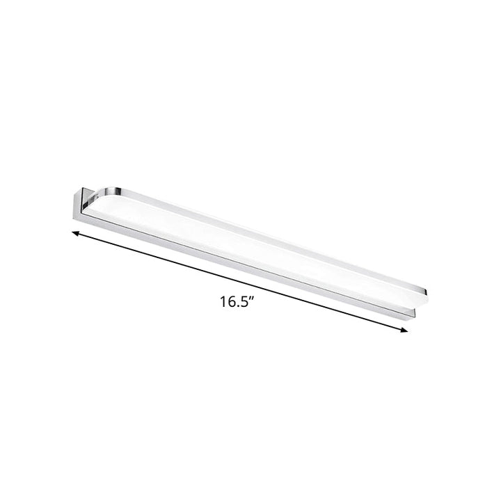 Lisslune | Rectangular Wall Wash Basin Light Simple Stainless Steel-Chrome 16.5"/20.5"/24.5" L LED Wall Light with Rounded Corner, Warm/White Light