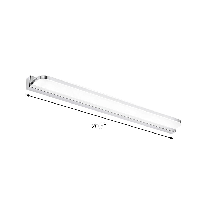 Lisslune | Rectangular Wall Wash Basin Light Simple Stainless Steel-Chrome 16.5"/20.5"/24.5" L LED Wall Light with Rounded Corner, Warm/White Light