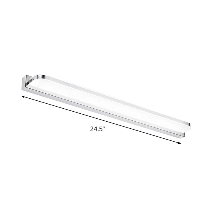 Lisslune | Rectangular Wall Wash Basin Light Simple Stainless Steel-Chrome 16.5"/20.5"/24.5" L LED Wall Light with Rounded Corner, Warm/White Light