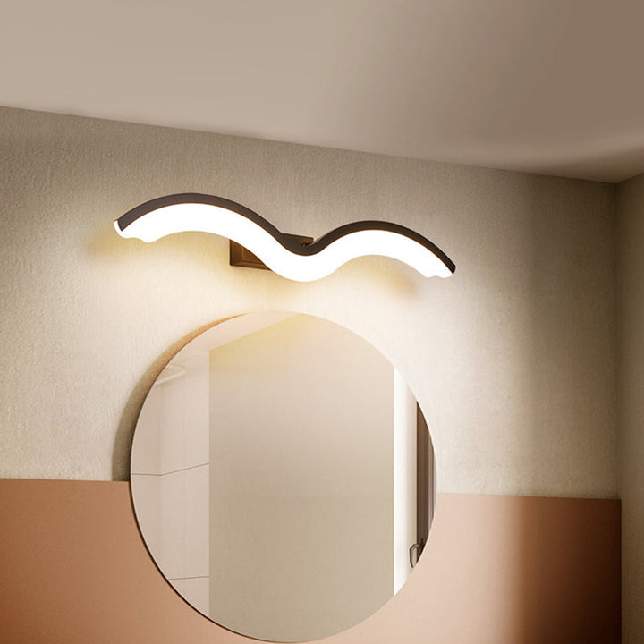 Lisslune | Black/White Wavelet LED Wall Lamp Minimalism Metal Mirror Light with Frosted Diffuser, 16"/23.5"/31.5" long