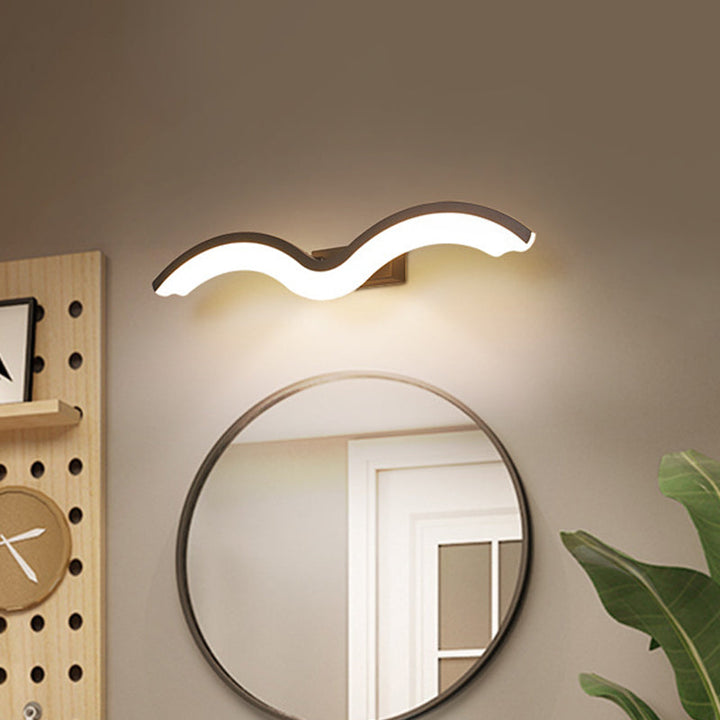 Lisslune | Black/White Wavelet LED Wall Lamp Minimalism Metal Mirror Light with Frosted Diffuser, 16"/23.5"/31.5" long