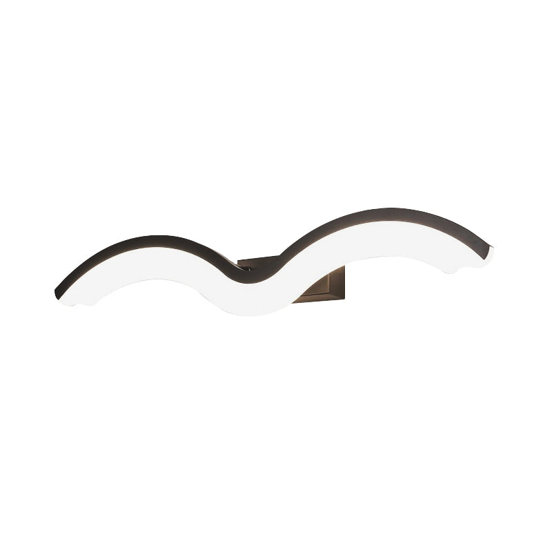 Lisslune | Black/White Wavelet LED Wall Lamp Minimalism Metal Mirror Light with Frosted Diffuser, 16"/23.5"/31.5" long
