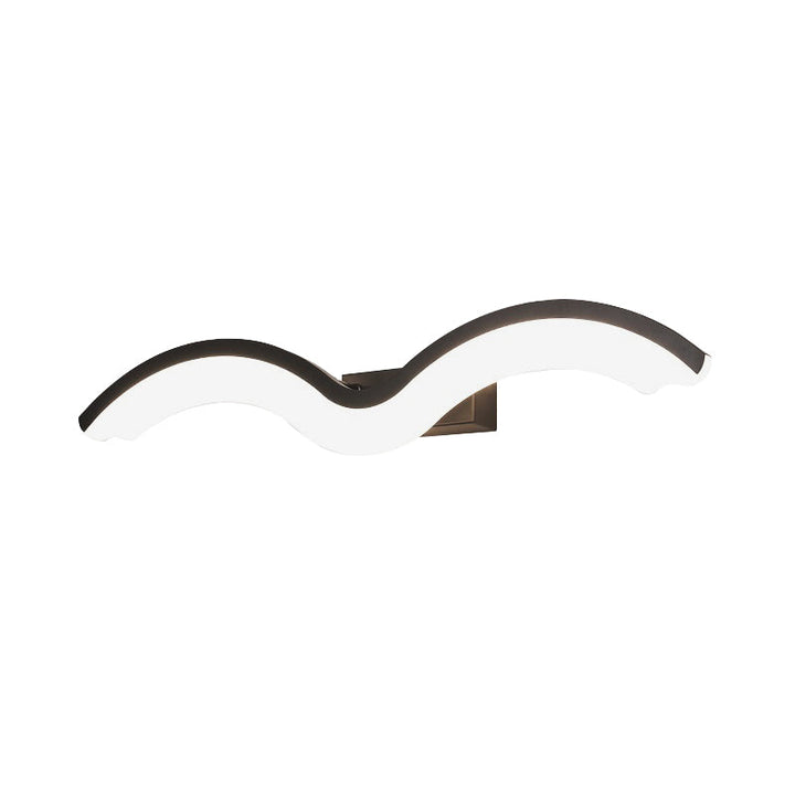 Lisslune | Black/White Wavelet LED Wall Lamp Minimalism Metal Mirror Light with Frosted Diffuser, 16"/23.5"/31.5" long