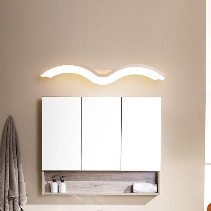 Lisslune | Black/White Wavelet LED Wall Lamp Minimalism Metal Mirror Light with Frosted Diffuser, 16"/23.5"/31.5" long