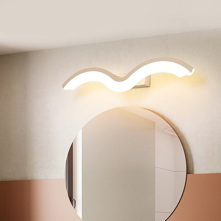 Lisslune | Black/White Wavelet LED Wall Lamp Minimalism Metal Mirror Light with Frosted Diffuser, 16"/23.5"/31.5" long