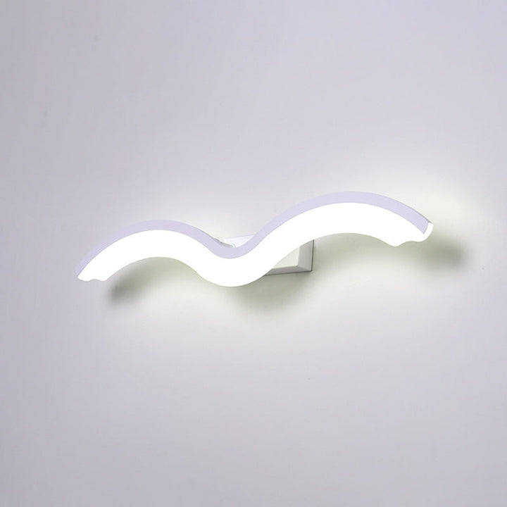 Lisslune | Black/White Wavelet LED Wall Lamp Minimalism Metal Mirror Light with Frosted Diffuser, 16"/23.5"/31.5" long