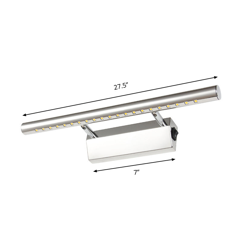 Lisslune | Modern Style Cylinder Vanity Wall Sconce Metallic 10"/16" W LED Bathroom Wall Light in Chrome, Warm-/White Light