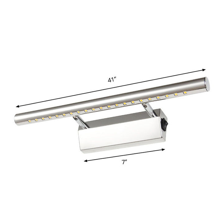 Lisslune | Modern Style Cylinder Vanity Wall Sconce Metallic 10"/16" W LED Bathroom Wall Light in Chrome, Warm-/White Light