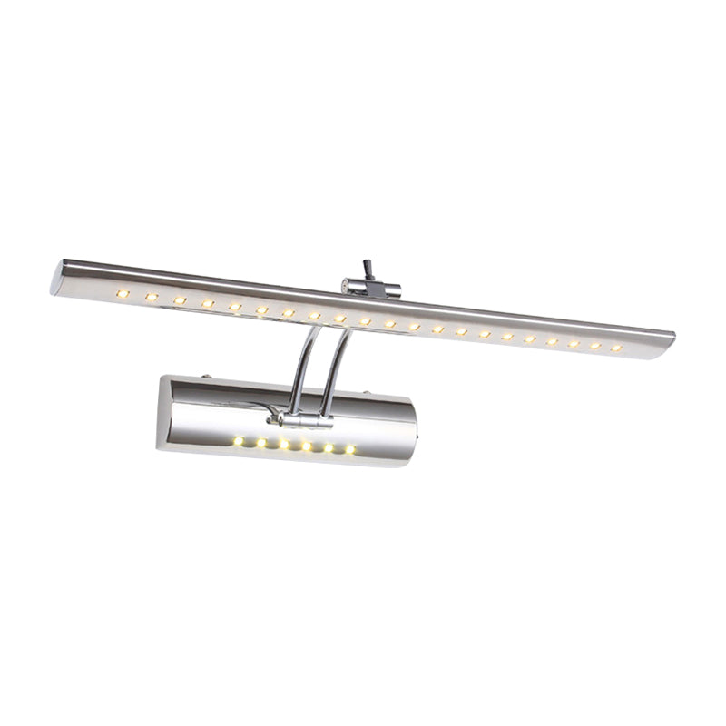 Lisslune | Nickel Finish Linear Wall Lamp Contemporary 16"/21.5" Width LED Metallic Makeup Lighting in White/Warm Light
