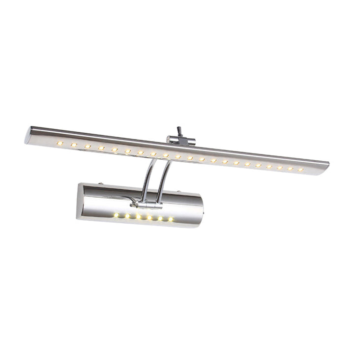 Lisslune | Nickel Finish Linear Wall Lamp Contemporary 16"/21.5" Width LED Metallic Makeup Lighting in White/Warm Light
