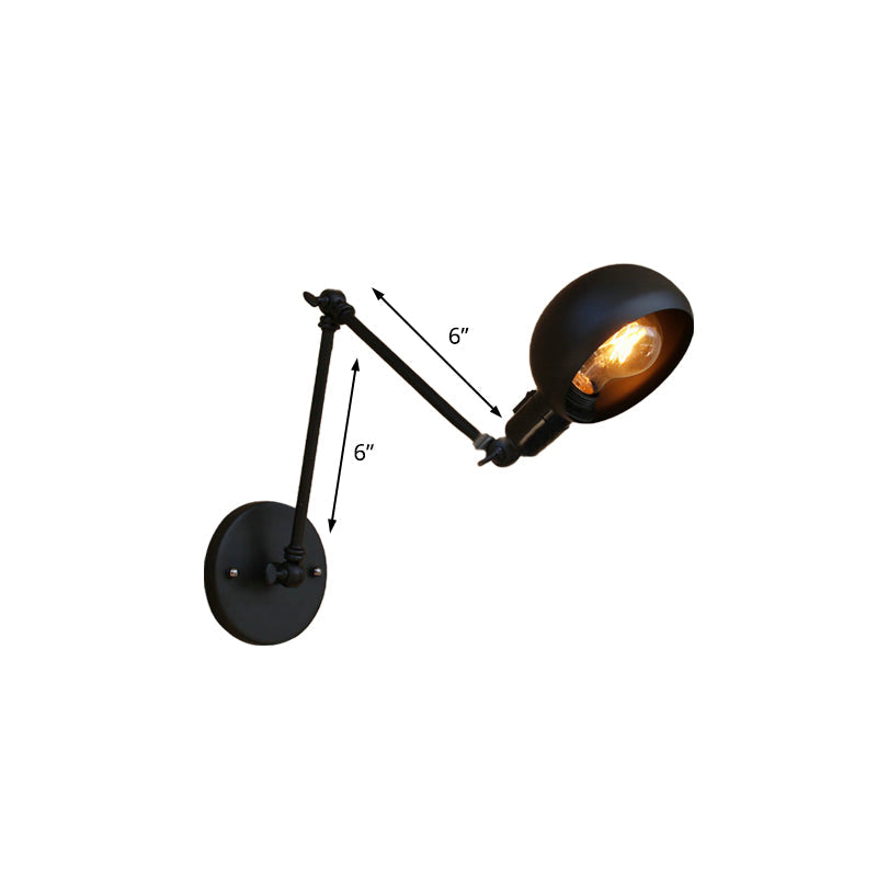 Lisslune | 1 Bulb Metal Wall Light Industrial Black Swivel Arm Study Wall Lamp Light with Bowl Shade