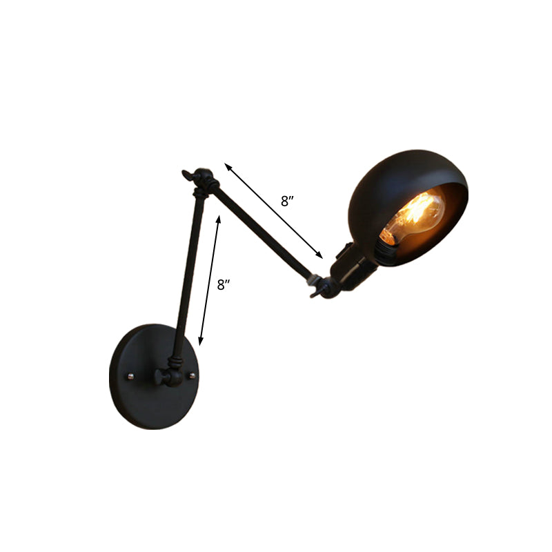 Lisslune | 1 Bulb Metal Wall Light Industrial Black Swivel Arm Study Wall Lamp Light with Bowl Shade