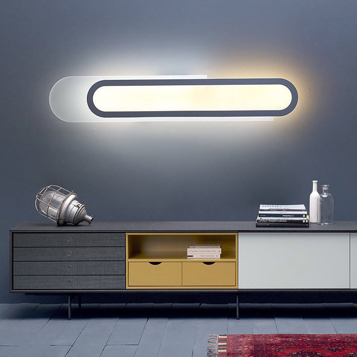 Lisslune | LED Bathroom Mirror Light with Oblong Acrylic Shade White Wall Sconces in Warm/White Light, 12"/18"/20" Wide