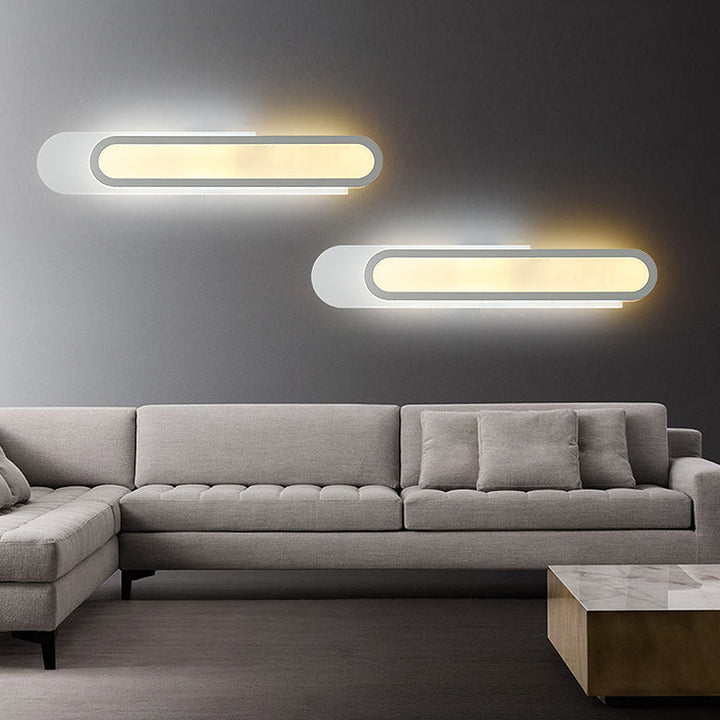 Lisslune | LED Bathroom Mirror Light with Oblong Acrylic Shade White Wall Sconces in Warm/White Light, 12"/18"/20" Wide