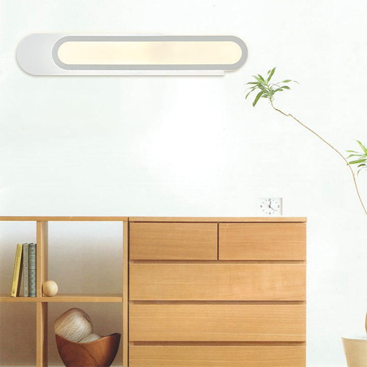 Lisslune | LED Bathroom Mirror Light with Oblong Acrylic Shade White Wall Sconces in Warm/White Light, 12"/18"/20" Wide