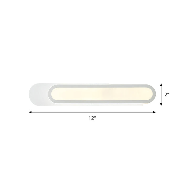 Lisslune | LED Bathroom Mirror Light with Oblong Acrylic Shade White Wall Sconces in Warm/White Light, 12"/18"/20" Wide