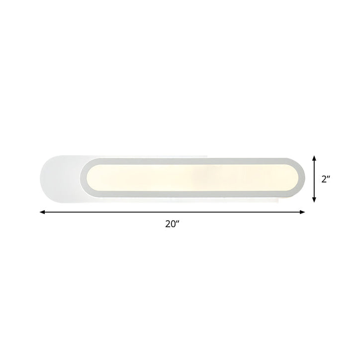 Lisslune | LED Bathroom Mirror Light with Oblong Acrylic Shade White Wall Sconces in Warm/White Light, 12"/18"/20" Wide