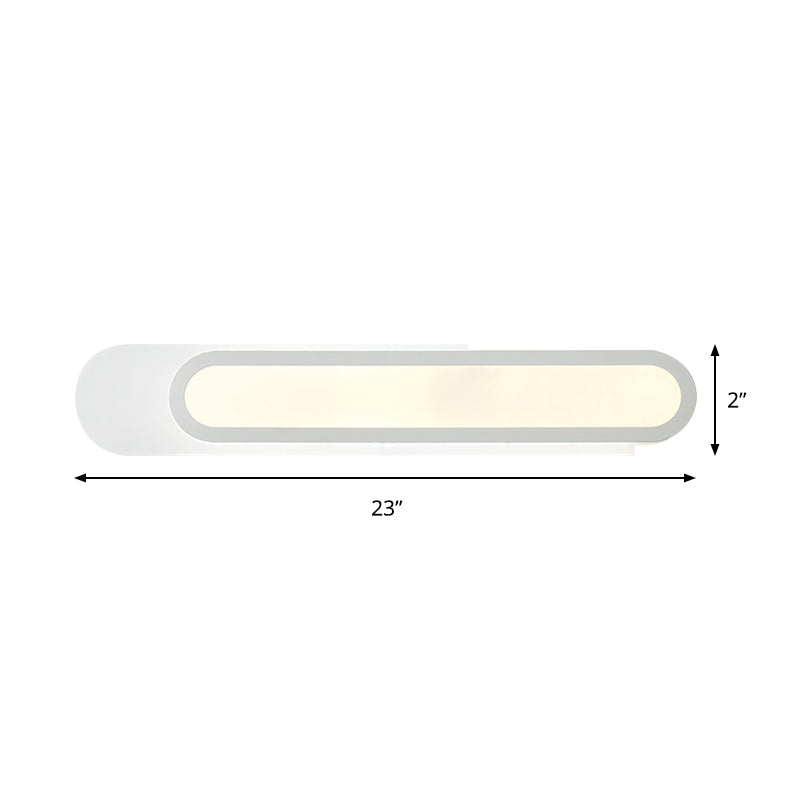 Lisslune | LED Bathroom Mirror Light with Oblong Acrylic Shade White Wall Sconces in Warm/White Light, 12"/18"/20" Wide