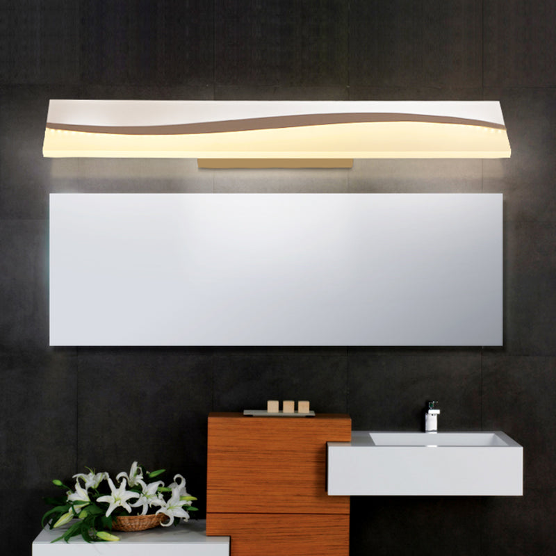 Lisslune | Acrylic Rectangular Makeup Mirror Lamp Simple 16"/19.5"/23" Width LED Bathroom Light over Mirror in Warm/White, Water and Fog Resistant