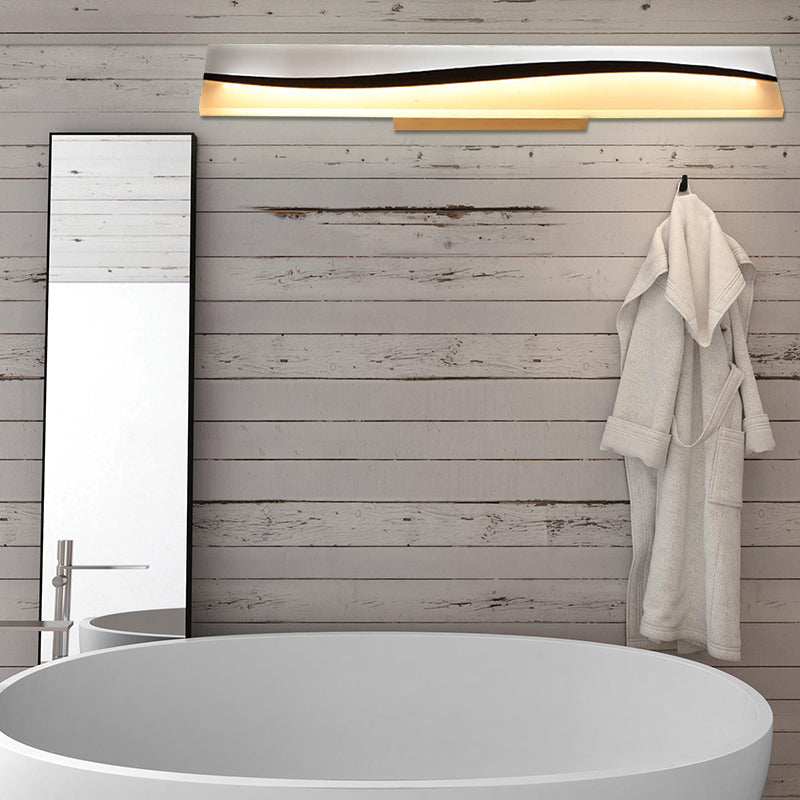 Lisslune | Acrylic Rectangular Makeup Mirror Lamp Simple 16"/19.5"/23" Width LED Bathroom Light over Mirror in Warm/White, Water and Fog Resistant