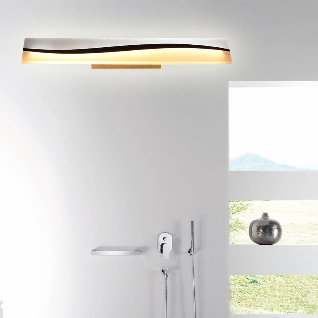 Lisslune | Acrylic Rectangular Makeup Mirror Lamp Simple 16"/19.5"/23" Width LED Bathroom Light over Mirror in Warm/White, Water and Fog Resistant